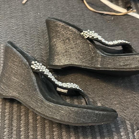 Black with silver size 9. Wedges. - Picture 3 of 4